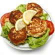 Corn chip crusted salmon cakes