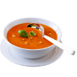 Fresh tomato soup with crispy herb toasts