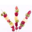 Fruit kebabs with coconut yogurt