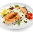 Grilled glazed salmon