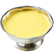 Lemon custard with blueberry sauce