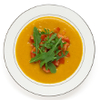 Peach, shrimp, and crab soup