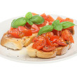 Plum and basil bruschetta