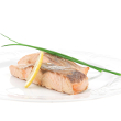 Poached salmon on tomato relish