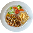 Steak with mushrooms and Asiago